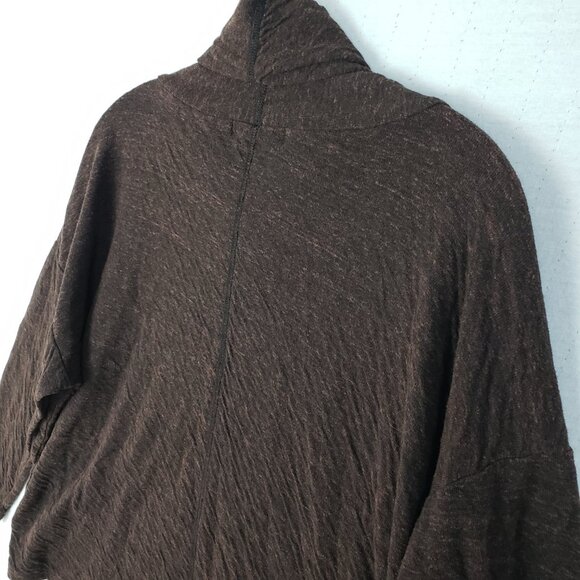 Cut Loose Boxy Sweater Funnel Neck Knit Pullover Tunic Brown Lagenlook O/S - Picture 9 of 11